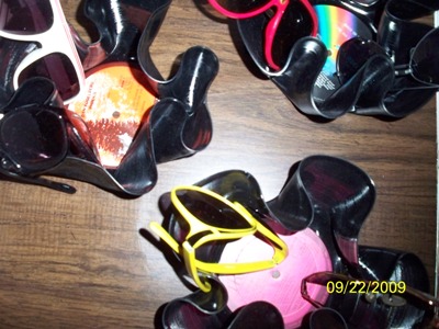 sunglasses in albums melted into bowl flower shape