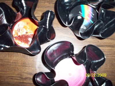 albums melted into bowl flower shape