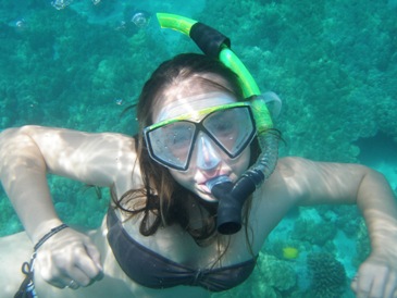girl snorkeling underwater