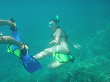 kelsey underwater in snorkel kit