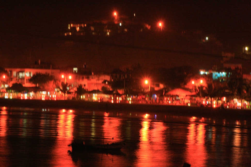 photograph of evening bay in puerto lopez, ecuador
